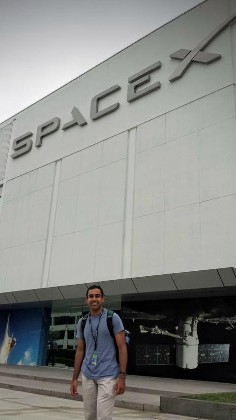 Interning as an app developer at SpaceX (a rocket company founded by Elon Musk, Yale Hon.D.Eng./Tech. 2015), helping to "build the software that builds the rockets" | Photograph submitted by Sahil Gupta, Yale College Class of 2017 (SY)